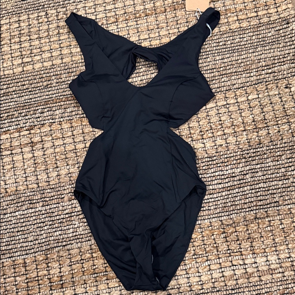 Black One-Piece Cutout Swimsuit